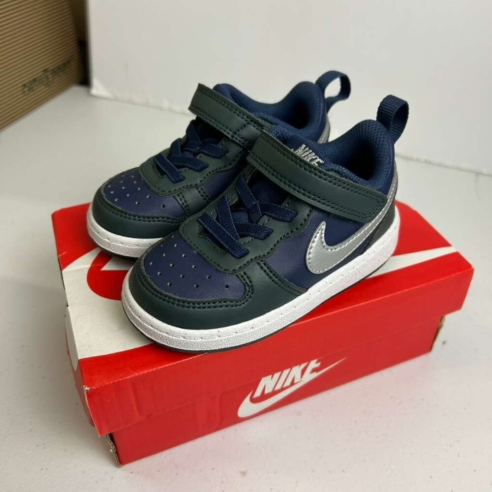Nike Court Borough Low Recraft TD Kids Size 6C White Signal Blue Shoes - Picture 8 of 13